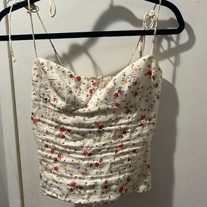 Reformation magnolia linen bustier tie strap top